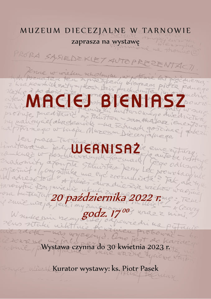 Zaproszenie na wernisaż wystawy Macieja Bieniasza